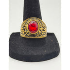 Men's US Army signet ring in red with engraved military emblem, size 9, crafted by Republic Mercantile.