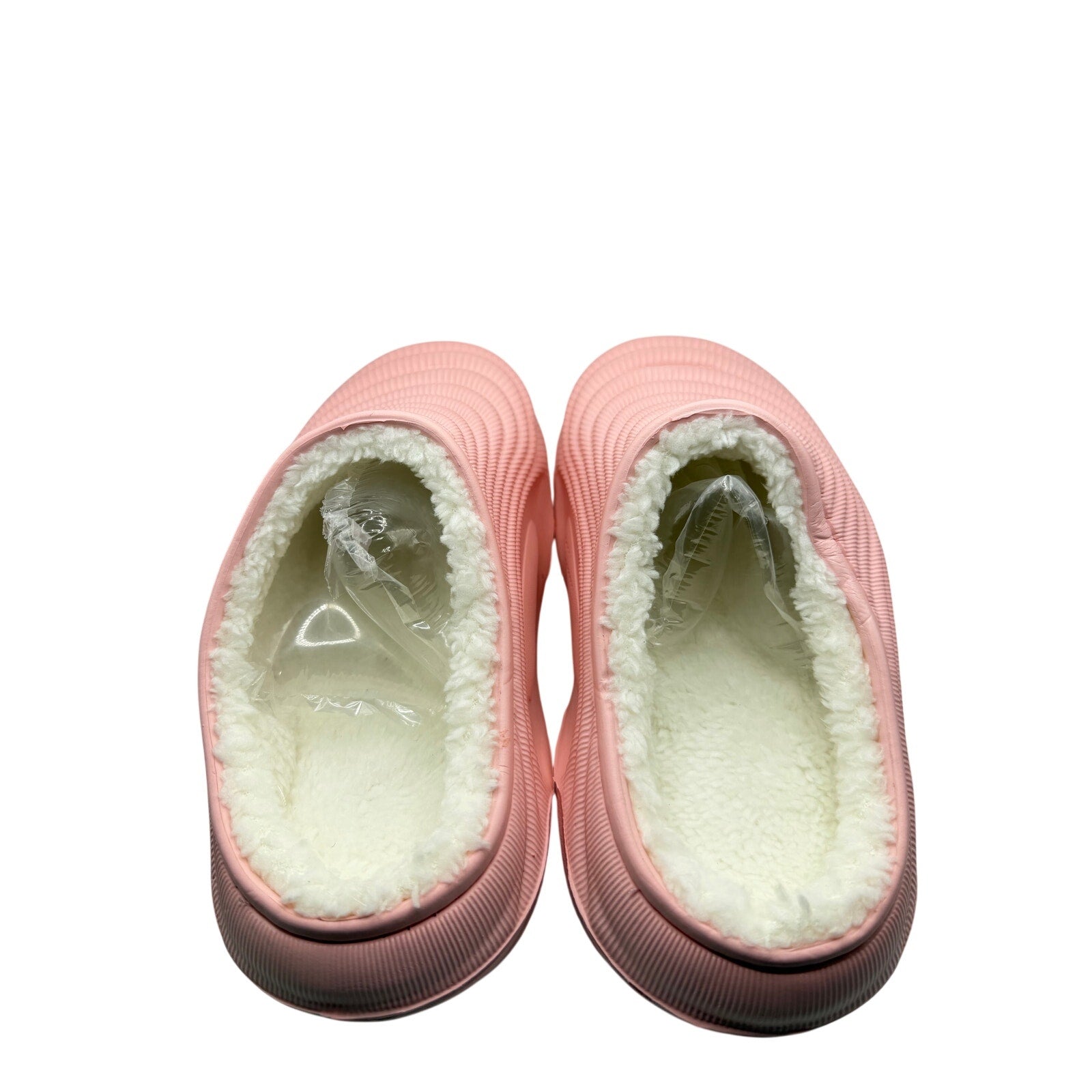 Pink furry house slipper slides by VEPCQ, size 6-6.5, featuring soft plush material and slip-on style for cozy indoor wear.