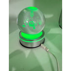 3D Etched Crystal Globe LED Light with Multi-Color Display Base