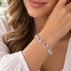 Peach Oval Cut Morganite Gemstone 925 Sterling Silver Plated Jewelry Bracelet