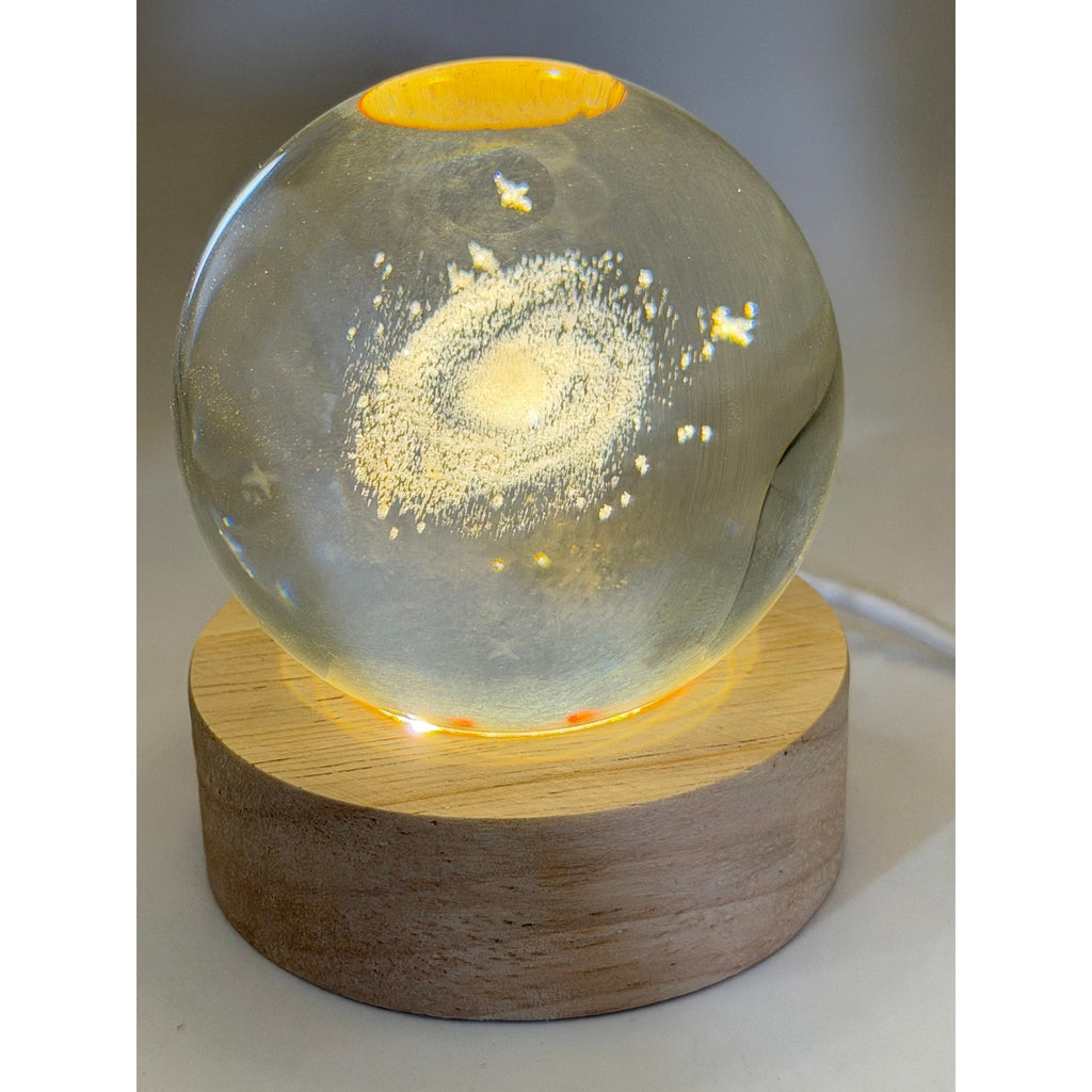 3D Etched Crystal Globe LED Light with USB Display Base