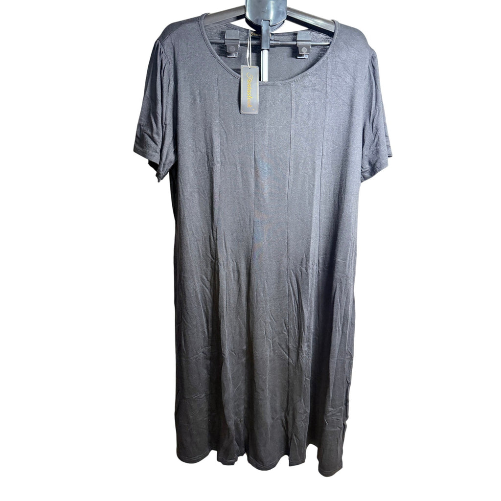 Fantaslook Black Casual Dress Short Sleeve Size 2XL