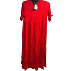 Vihaan Impex Short-Sleeve, V-Neck, A-line Red Maxi Dress Size US-8