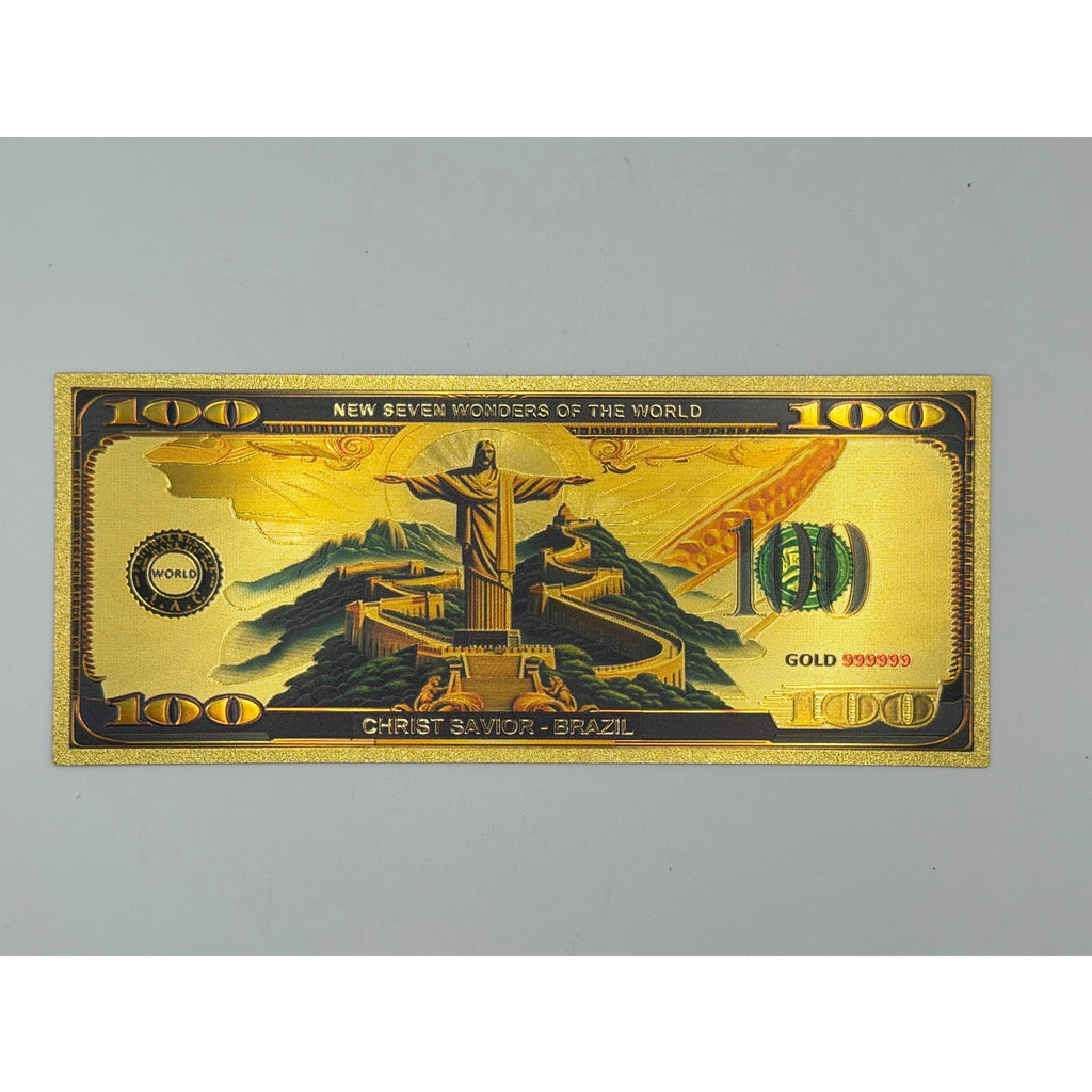 Gold foiled novelty note set featuring illustrations of the 7 Wonders of the World by Republic Mercantile.