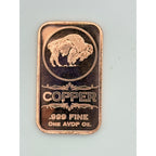 Republic Mercantile 1 oz .999 fine copper Buffalo collectible bar made in USA, featuring detailed buffalo design.