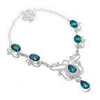 Sterling silver necklace featuring a London Blue Pear Topaz gemstone pendant, plated jewelry by Republic Mercantile.
