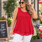 Uvplove women's sleeveless chiffon tank top with double layers, casual blouse in size 3XL, featuring a flowy and airy design.
