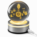 3D Etched Crystal Globe LED Light with Multi-Color Display Base