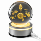 3D Etched Crystal Globe LED Light with Multi-Color Display Base