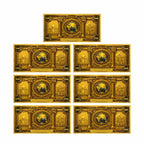 Set of 7 7-Wonders of the World novelty note cards with gold foil accents, featuring vibrant designs of iconic world landmarks.