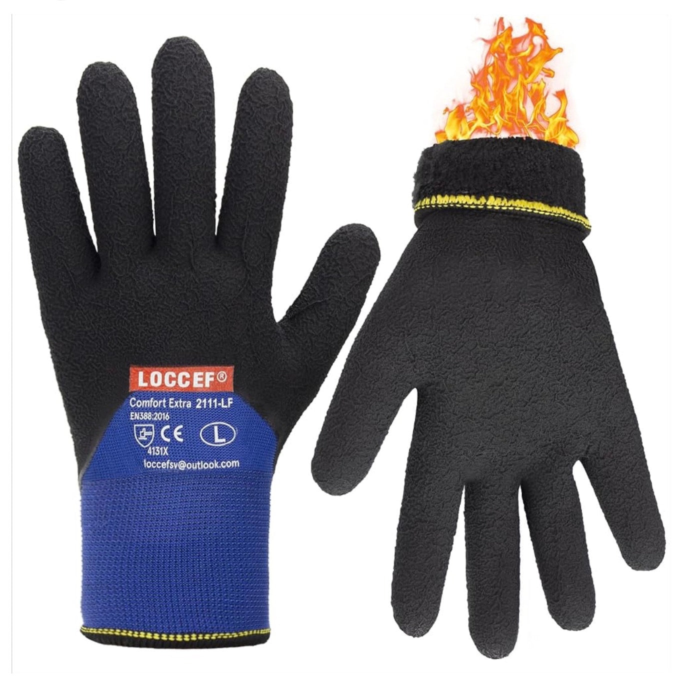 LOCCEF winter work gloves, thermal freezer gloves, pair of warm, durable gloves designed for cold weather work conditions.