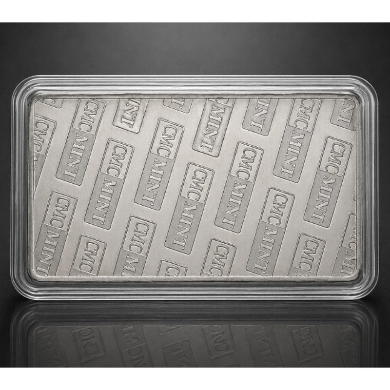 Aluminum .999 fine 1 oz collectible bar in protective case by CMC Mint, featuring detailed engravings and shiny finish.