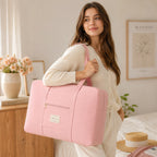Pink 11x16.5-inch travel tote bag by Nice Travel with sturdy handles and spacious interior for travel essentials.