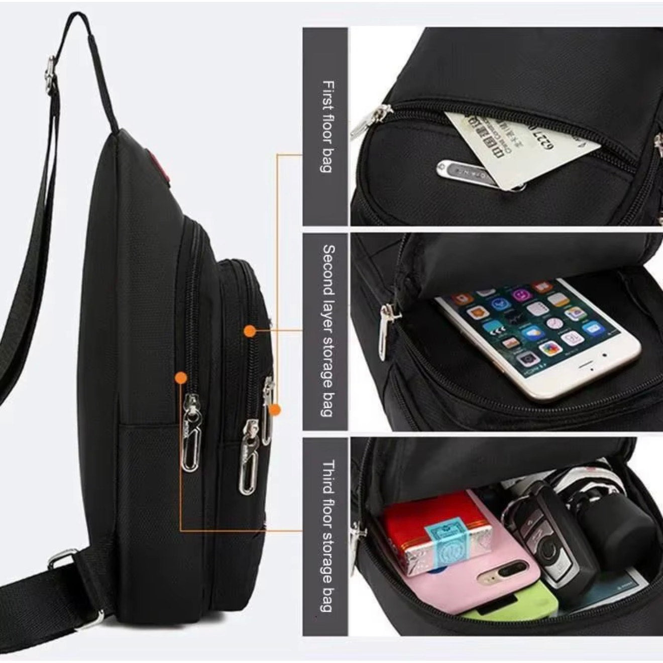 Gray Jingpin Daily Single Strap Crossbody Backpack for unisex use, featuring a sleek design and adjustable strap.
