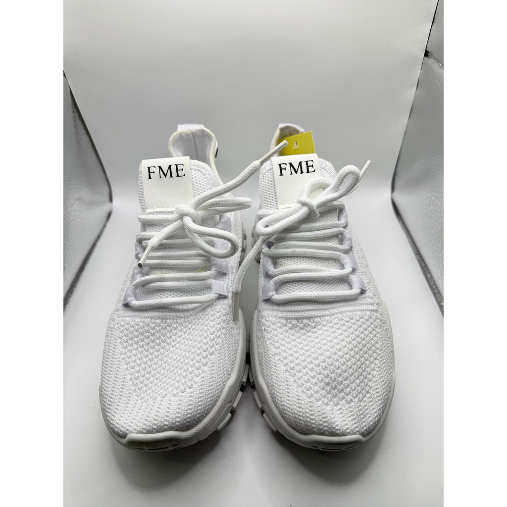 FME women's white sneakers with cushioned insoles, lace-up design, size 6 US, Euro 36, casual athletic footwear.