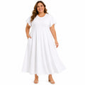 Jesdani women's white maxi dress with flutter sleeves, size 2XL, flowing and elegant for casual or special occasions.