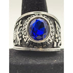 Men's US Air Force signet ring in silver with blue accents, size 10, featuring military emblem on polished metal band.