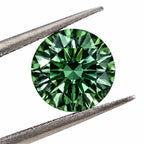 1ct Dark Green Moissanite Round 6.5mm VVS1 Loose Gemstone GRA Card & Case Certified