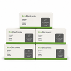 EcoElectronix 1/4-inch staples in a pack of five boxes, jam-free design, totaling 25,000 staples for high-volume use